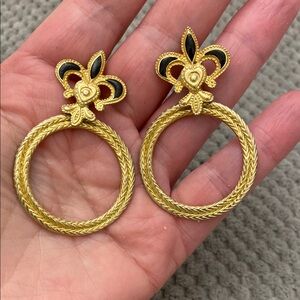 Vintage Goldtone Fleur de LIS  Earrings from Bloomingdale’s